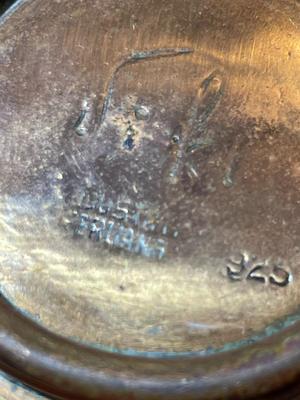 VINTAGE PERUVIAN COPPER & STERLING SILVER 5-7/8" DECOR PLATE AS PICTURED.