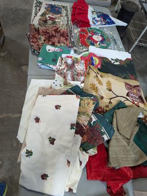 Assortment Of Holiday Decor Runners, Table Cloths & Mats