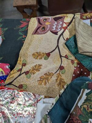 Assortment Of Holiday Decor Runners, Table Cloths & Mats