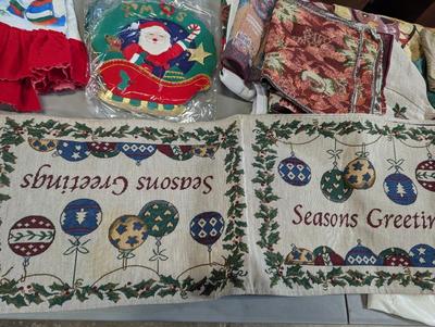Assortment Of Holiday Decor Runners, Table Cloths & Mats