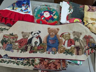Assortment Of Holiday Decor Runners, Table Cloths & Mats