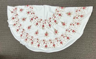 Vintage 52" Round Tablecloth - pink roses, cotton