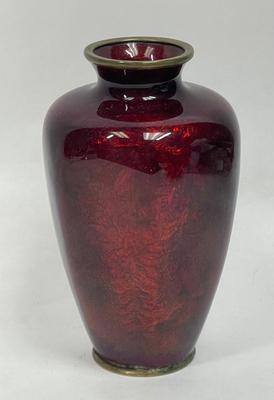 GINBARI Pigeon Blood Red Enamel Cloisonne Vase Antique Asian Meiji Period Japanese Urn Gilt