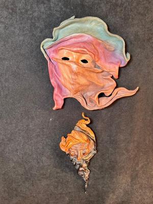 Lot 3.5. Pair of Leather Sculpture Wall Hangings