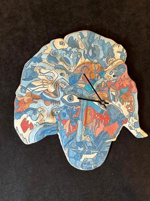 Lot 6. Handmade Pottery Wall Clock