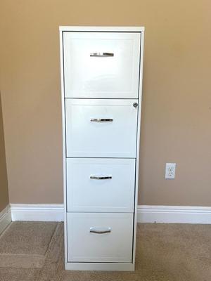 White Metal 4 Drawer File Cabinet