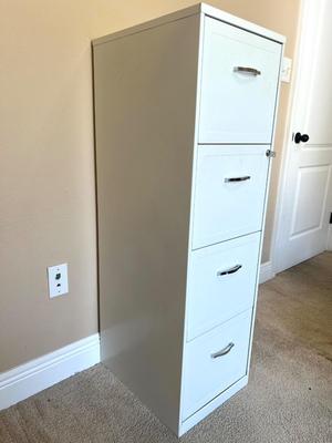 White Metal 4 Drawer File Cabinet