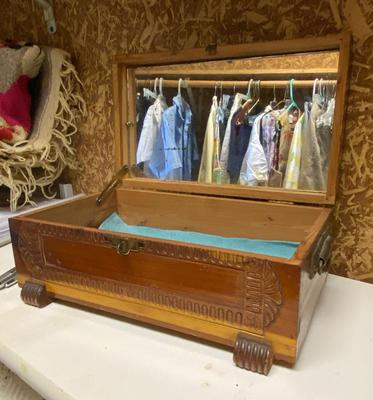 Vintage Carved Cedar Jewelry Box