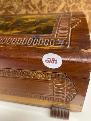 Vintage Carved Cedar Jewelry Box