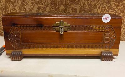 Vintage Carved Cedar Jewelry Box