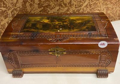 Vintage Carved Cedar Jewelry Box