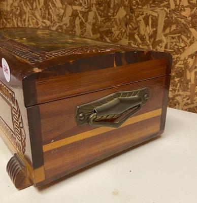 Vintage Carved Cedar Jewelry Box