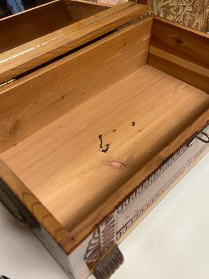 Vintage Carved Cedar Jewelry Box