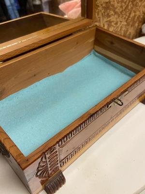 Vintage Carved Cedar Jewelry Box