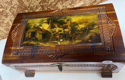 Vintage Carved Cedar Jewelry Box