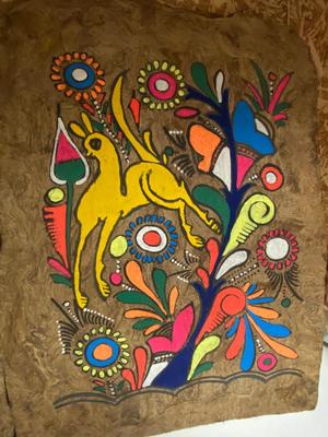 Vintage Mexican Folk Art Tree Bark Painting | Lot One