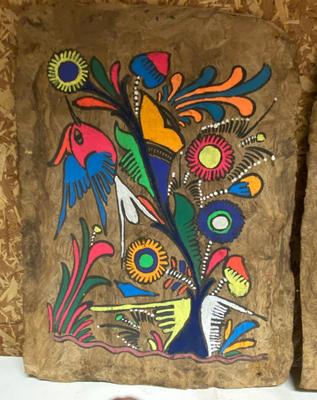 Vintage Mexican Folk Art Tree Bark Painting | Lot One