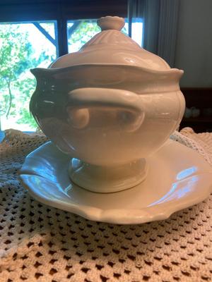 Ceramic Soup Tureen and Platter