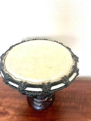 African Carved Hand Drum & Irish Kilkenny Cross Design Irish Bodhran