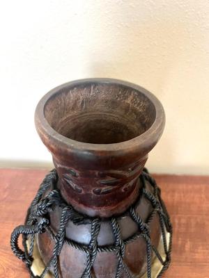 African Carved Hand Drum & Irish Kilkenny Cross Design Irish Bodhran