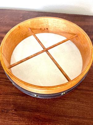 African Carved Hand Drum & Irish Kilkenny Cross Design Irish Bodhran