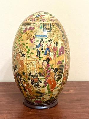 Vintage JUMBO Satsuma Egg Japanese Porcelain