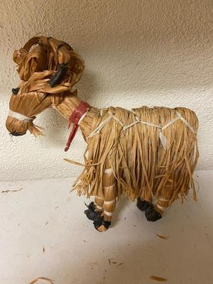 Lot of Pottery Vessels and Straw Yule Goat