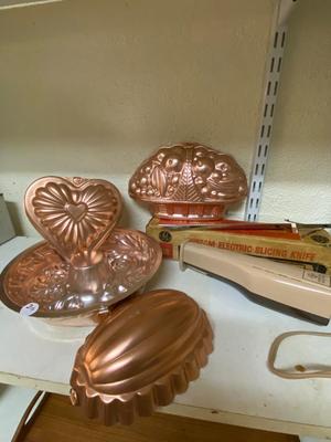 Vintage Kitchen Molds and Slicing Knife