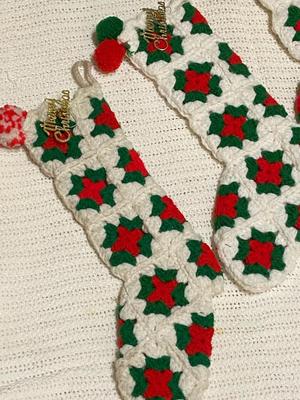 Hand Crocheted Granny Square Christmas Stockings | Lot One