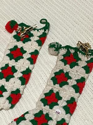 Hand Crocheted Granny Square Christmas Stockings | Lot Three