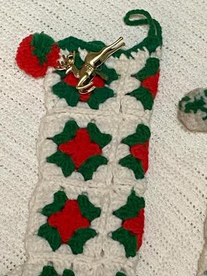 Hand Crocheted Granny Square Christmas Stockings | Lot Three