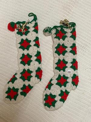 Hand Crocheted Granny Square Christmas Stockings | Lot Three