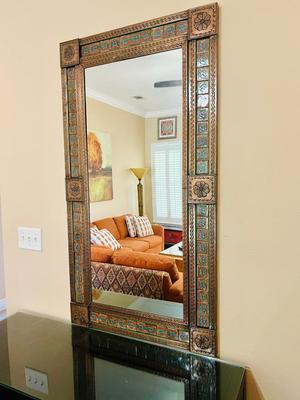 TALL Gold Tin & Mosaic Tile Wall Mirror