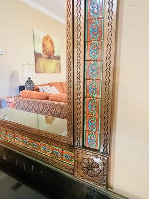 TALL Gold Tin & Mosaic Tile Wall Mirror