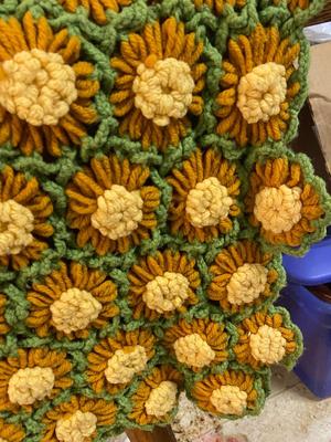 Vintage Sunflower Crocheted Afghan