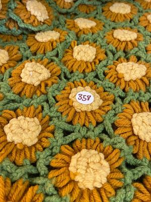 Vintage Sunflower Crocheted Afghan