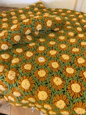 Vintage Sunflower Crocheted Afghan