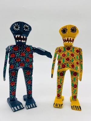 Wooden Folk Art Day Of The Dead Wooden Figurines
