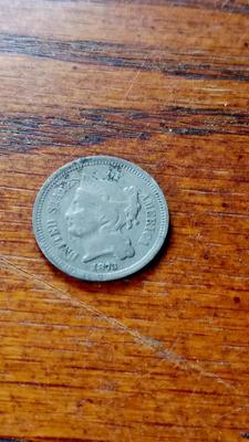 LOT 96 1873 THREE CENT COIN