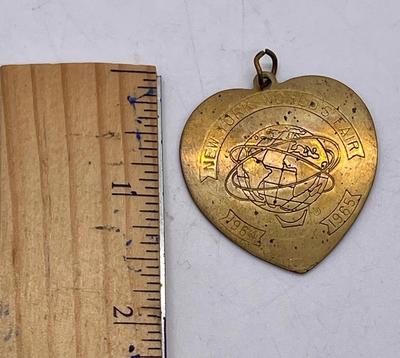 New York World's Fair 1964-1965 Brass Heart-shaped Charm or Pendant