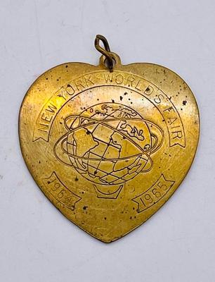 New York World's Fair 1964-1965 Brass Heart-shaped Charm or Pendant