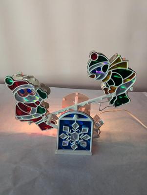 Christmas Santa & Snowman Lighted Holographic Seesaw Teeter-Totter