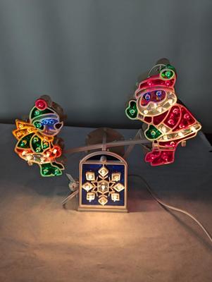 Christmas Santa & Snowman Lighted Holographic Seesaw Teeter-Totter