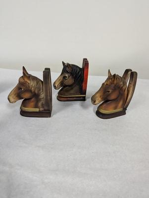 Handpainted Norleans/Arnart Horse Bookends Numbered