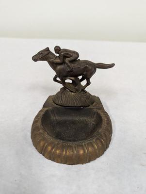 Horse & Jockey Brass Ashtray