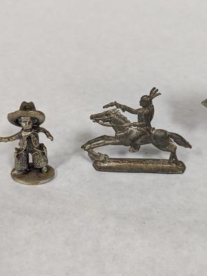 Pot Metal Horse Lead Native American & Horse Pewter Figurine Boy Sheriff Statue
