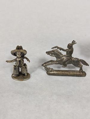 Pot Metal Horse Lead Native American & Horse Pewter Figurine Boy Sheriff Statue