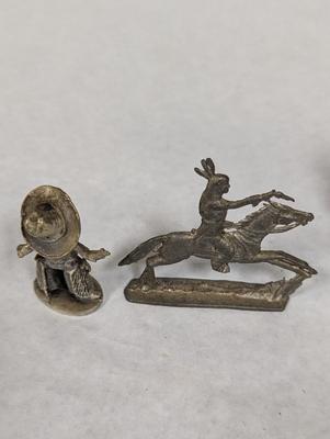 Pot Metal Horse Lead Native American & Horse Pewter Figurine Boy Sheriff Statue