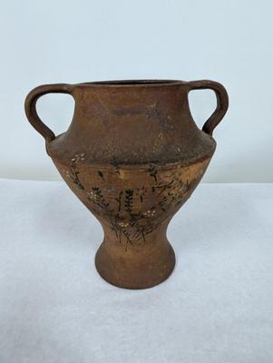 Vintage Double Handled Handpainted Pottery Vase