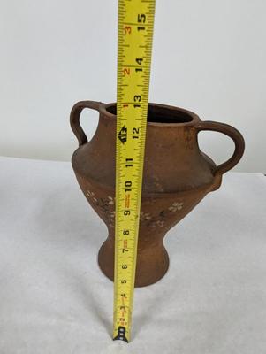 Vintage Double Handled Handpainted Pottery Vase